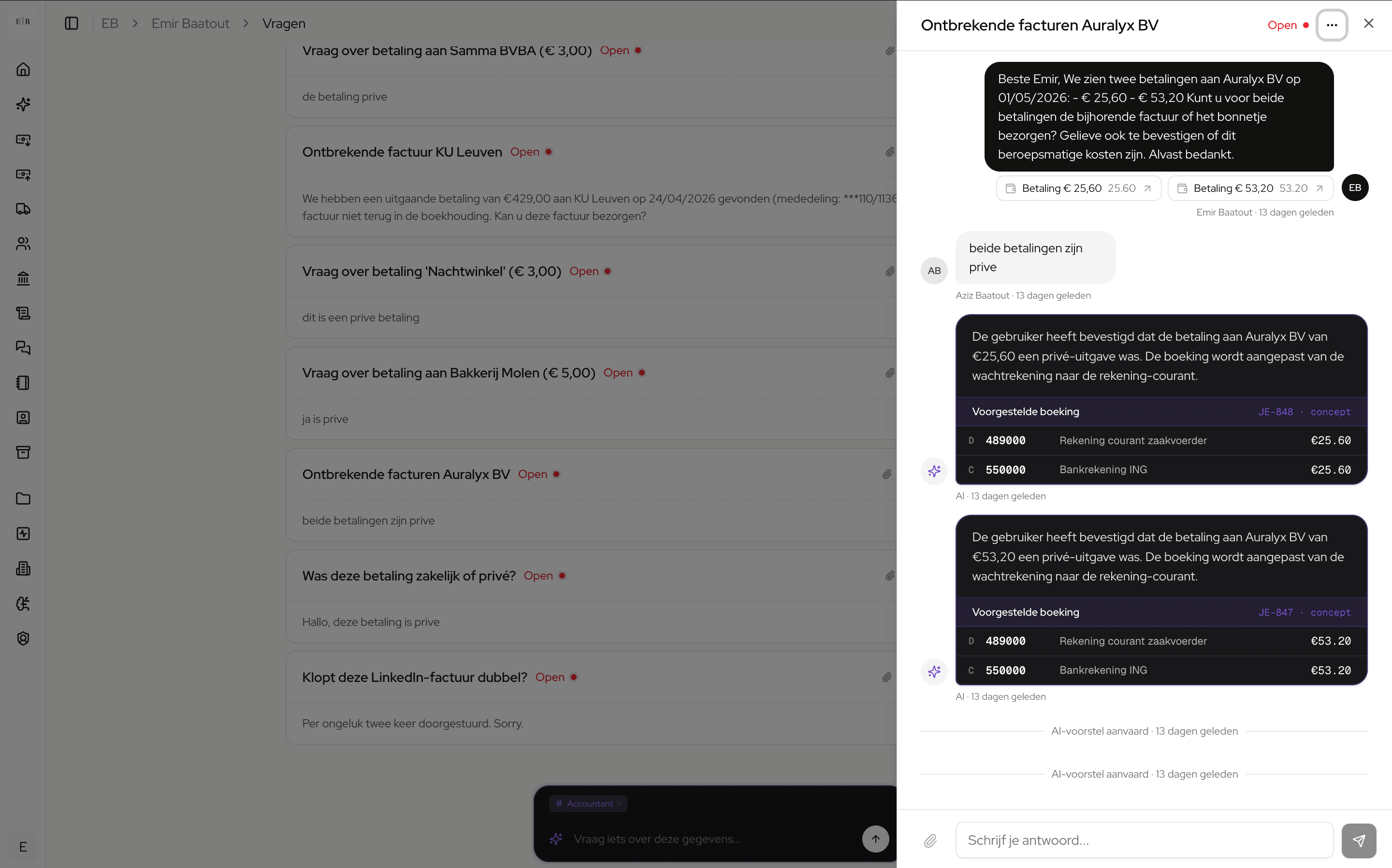Communicatie — antwoorden automatisch verwerkt in het dossier