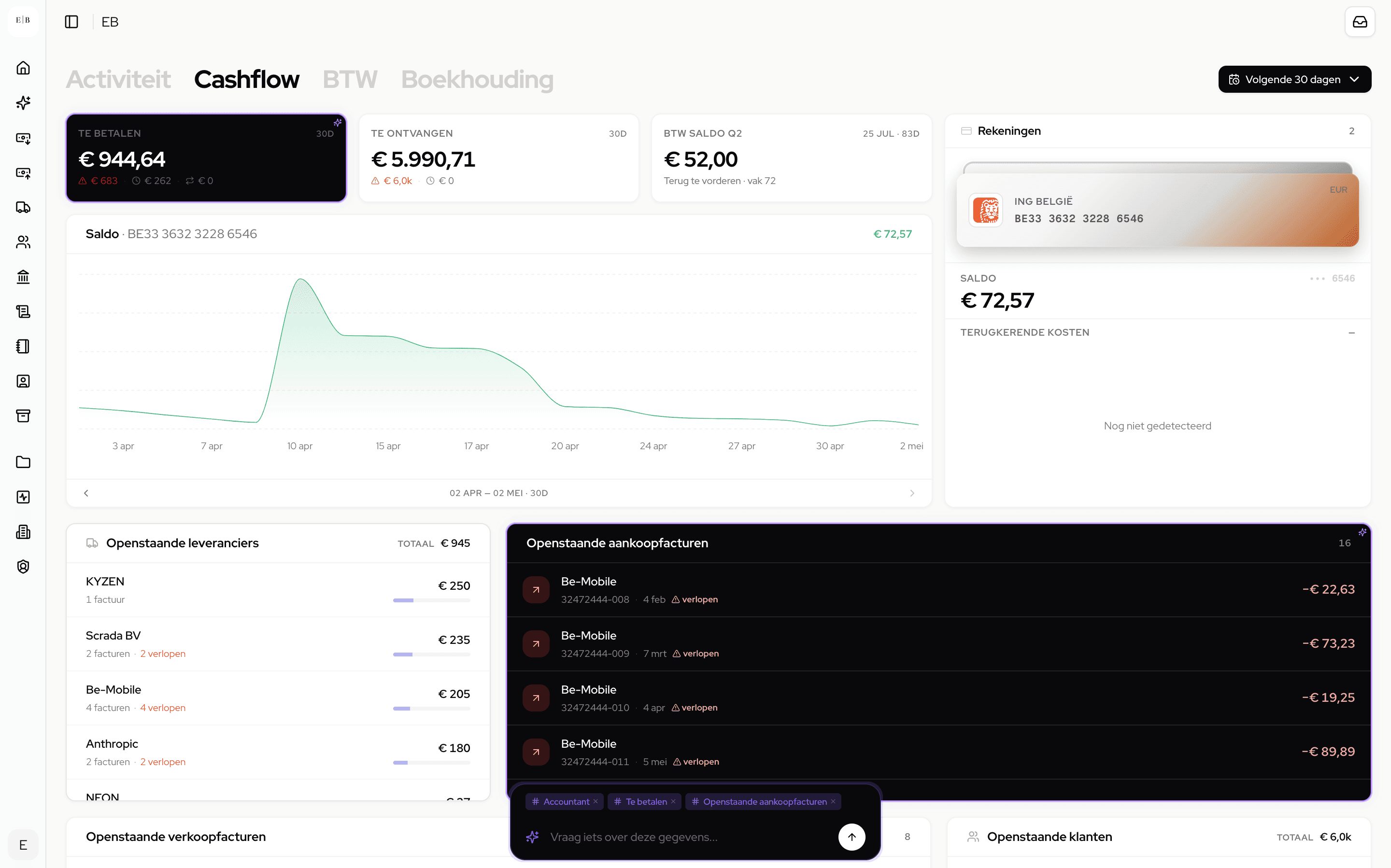 InTax — cashflow dashboard